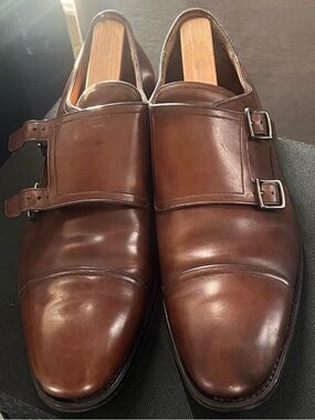 Salvatore Ferragamo Tramezza Chestnut Double Monk Strap Shoes
